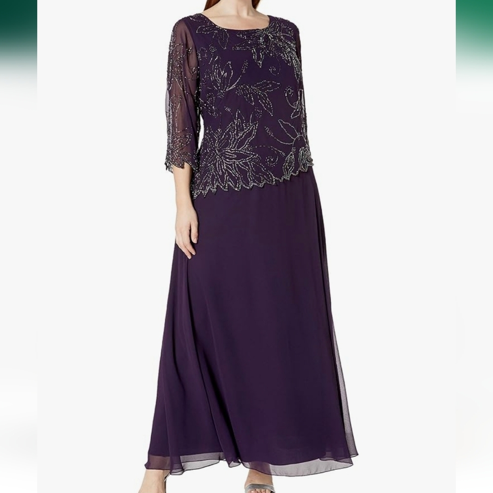 J Kara Purple Beaded Gown